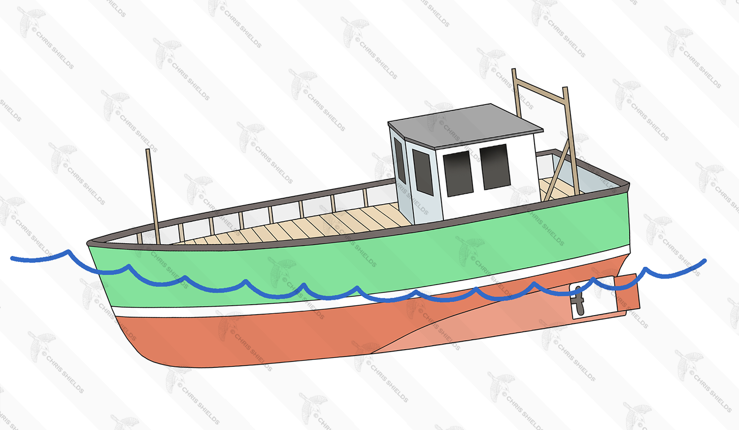 Illustration of Boat down by Head (#4749)