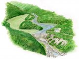 Illustration of San Clemente Dam California (with ghost illustration of dam) (#4202)